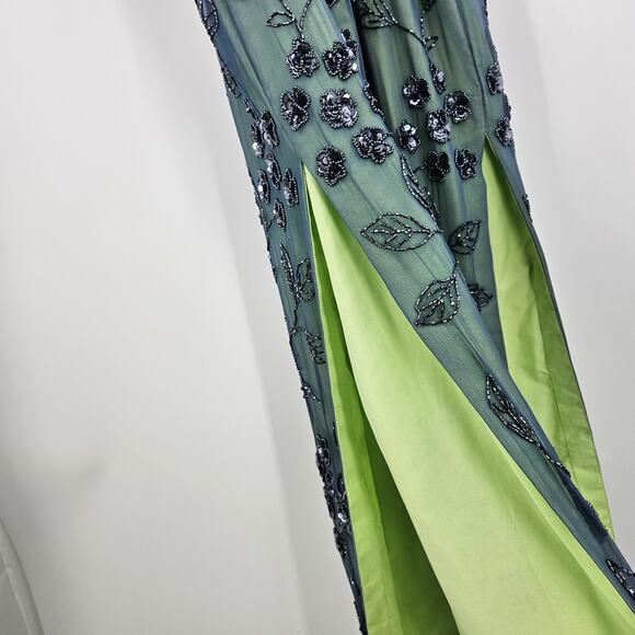 Cache Dress Blue Green y2k Beaded Sequin Embellished Maxi Prom Whims Goth Size M - Picture 9 of 12